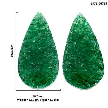 Green Aventurine Pair 10.2x19.25x3.8 mm Pear Shape Polished Gemstone LS76-04765