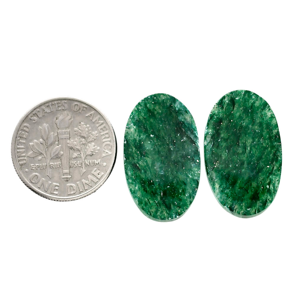 Green Aventurine Pair 13x21.6x4 mm Oval Shape Polished Gemstone LS76-04766