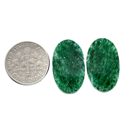Green Aventurine Pair 13x21.6x4 mm Oval Shape Polished Gemstone LS76-04766