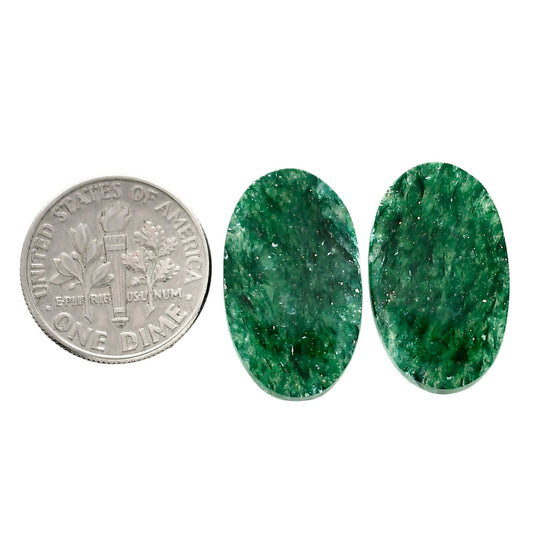 Green Aventurine Pair 13x21.6x4 mm Oval Shape Polished Gemstone LS76-04766