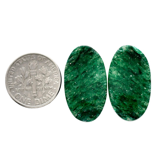 Green Aventurine Pair 13.6x24.2x4 mm Oval Shape Polished Gemstone LS76-04767