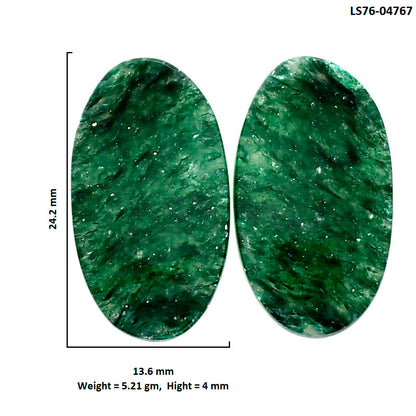 Green Aventurine Pair 13.6x24.2x4 mm Oval Shape Polished Gemstone LS76-04767