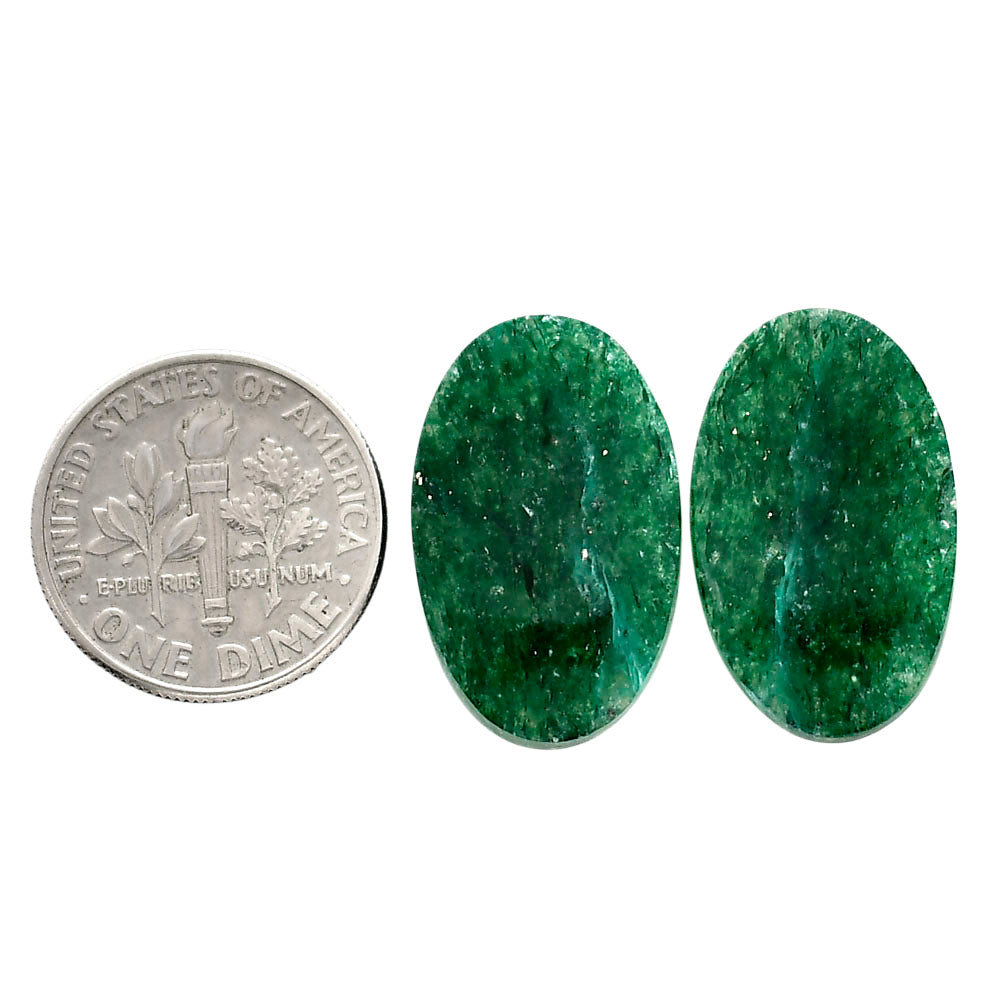 Green Aventurine Pair 13.5x21.75x3.7 mm Oval Shape Polished Gemstone LS76-04768