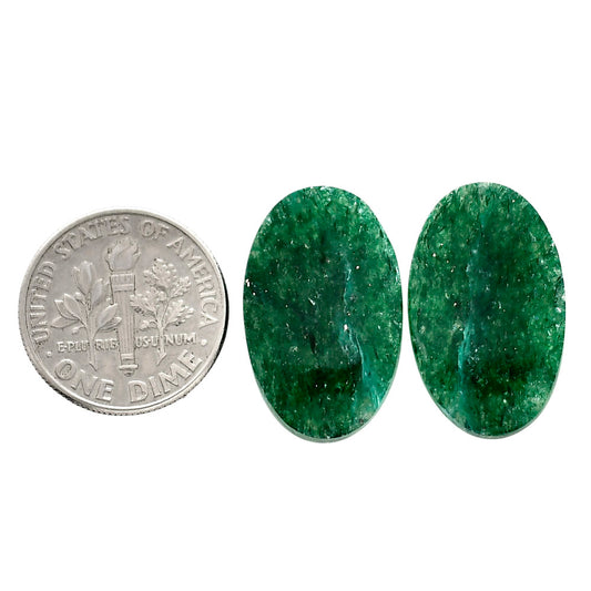 Green Aventurine Pair 13.5x21.75x3.7 mm Oval Shape Polished Gemstone LS76-04768