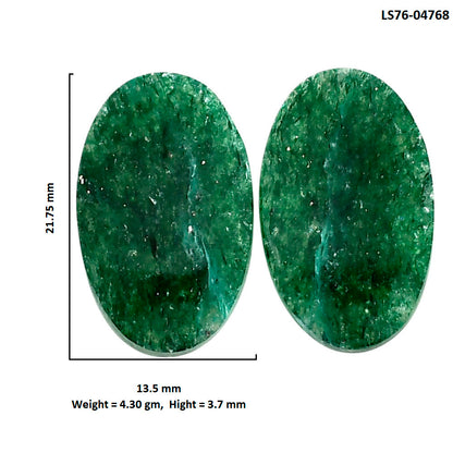 Green Aventurine Pair 13.5x21.75x3.7 mm Oval Shape Polished Gemstone LS76-04768