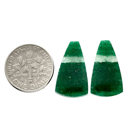 Green Aventurine Pair 11.8x20.2x4 mm Fancy Shape Polished Gemstone LS76-04769