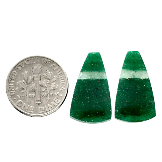 Green Aventurine Pair 11.8x20.2x4 mm Fancy Shape Polished Gemstone LS76-04769