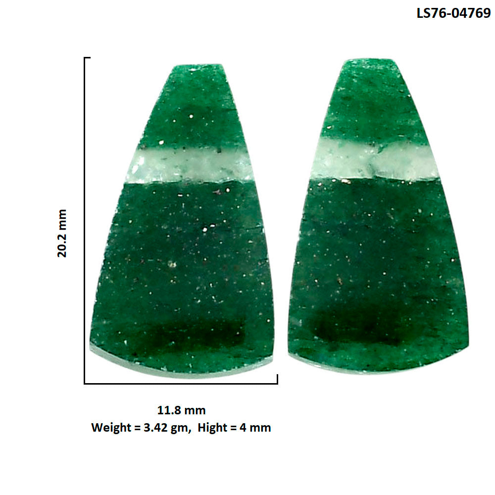 Green Aventurine Pair 11.8x20.2x4 mm Fancy Shape Polished Gemstone LS76-04769