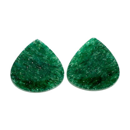 Green Aventurine Pair 19.2x19.2x4 mm Heart Shape Polished Gemstone LS76-04770