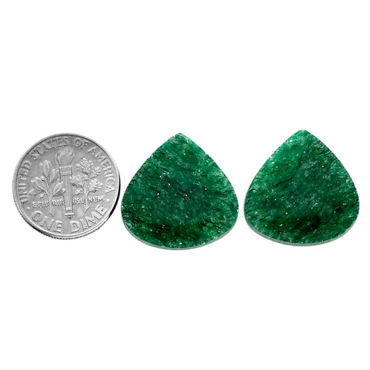 Green Aventurine Pair 19.2x19.2x4 mm Heart Shape Polished Gemstone LS76-04770