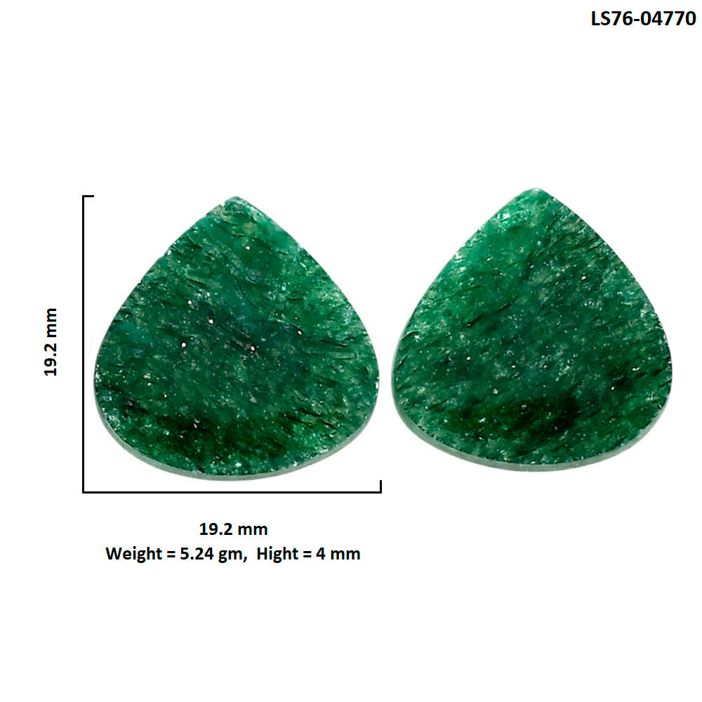 Green Aventurine Pair 19.2x19.2x4 mm Heart Shape Polished Gemstone LS76-04770