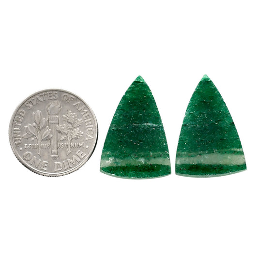 Green Aventurine Pair 14.4x20.8x3.5 mm Fancy Shape Polished Gemstone LS76-04771