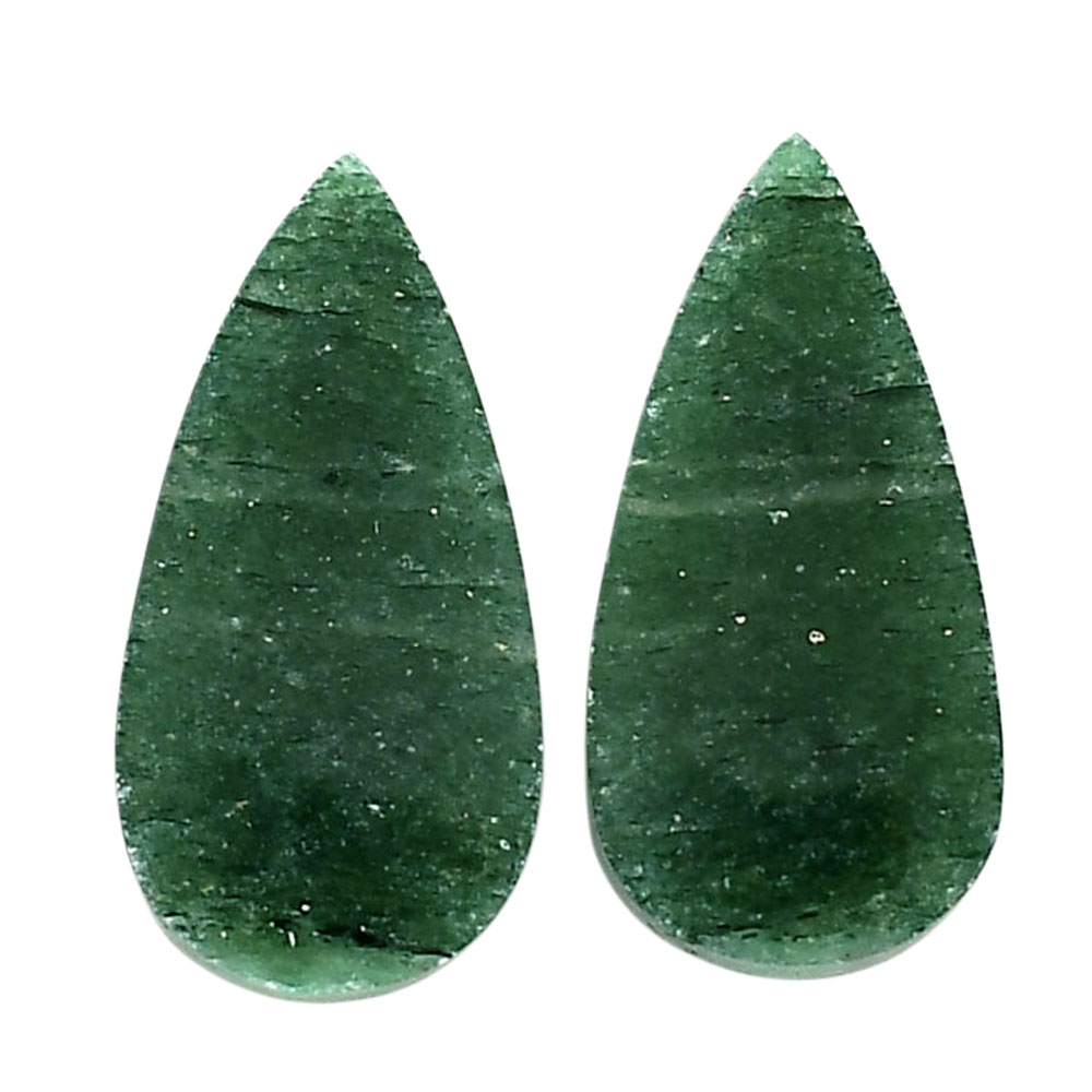 Green Aventurine Pair 11.4x22.8x4 mm Pear Shape Polished Gemstone LS76-04772