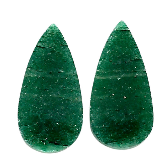Green Aventurine Pair 11.4x22.8x4 mm Pear Shape Polished Gemstone LS76-04772