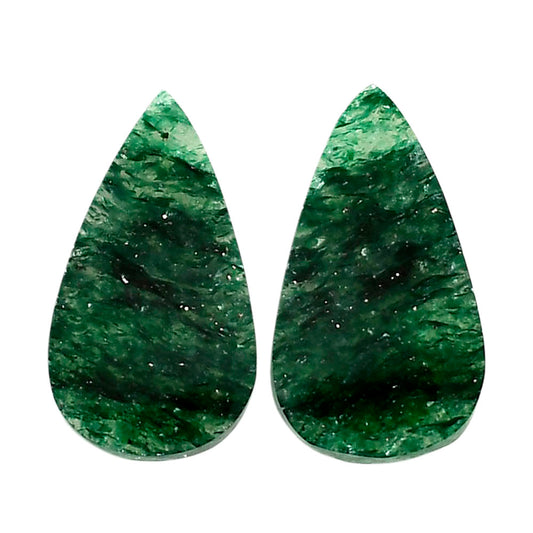 Green Aventurine Pair 12.65x22.6x3.7 mm Pear Shape Polished Gemstone LS76-04773
