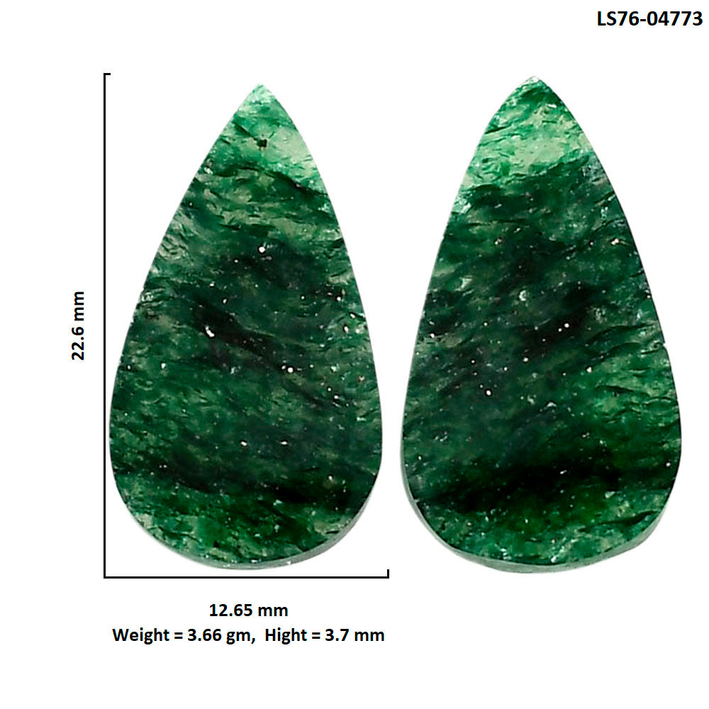 Green Aventurine Pair 12.65x22.6x3.7 mm Pear Shape Polished Gemstone LS76-04773