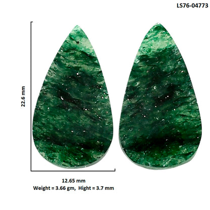 Green Aventurine Pair 12.65x22.6x3.7 mm Pear Shape Polished Gemstone LS76-04773