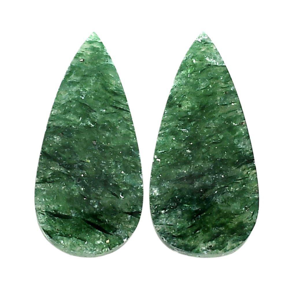 Green Aventurine Pair 11.7x24.2x3.7 mm Pear Shape Polished Gemstone LS76-04774