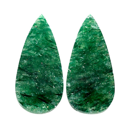 Green Aventurine Pair 11.7x24.2x3.7 mm Pear Shape Polished Gemstone LS76-04774