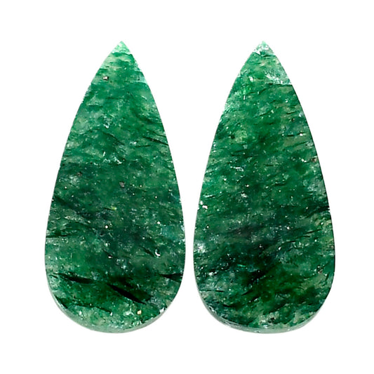 Green Aventurine Pair 11.7x24.2x3.7 mm Pear Shape Polished Gemstone LS76-04774