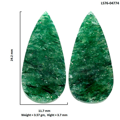 Green Aventurine Pair 11.7x24.2x3.7 mm Pear Shape Polished Gemstone LS76-04774