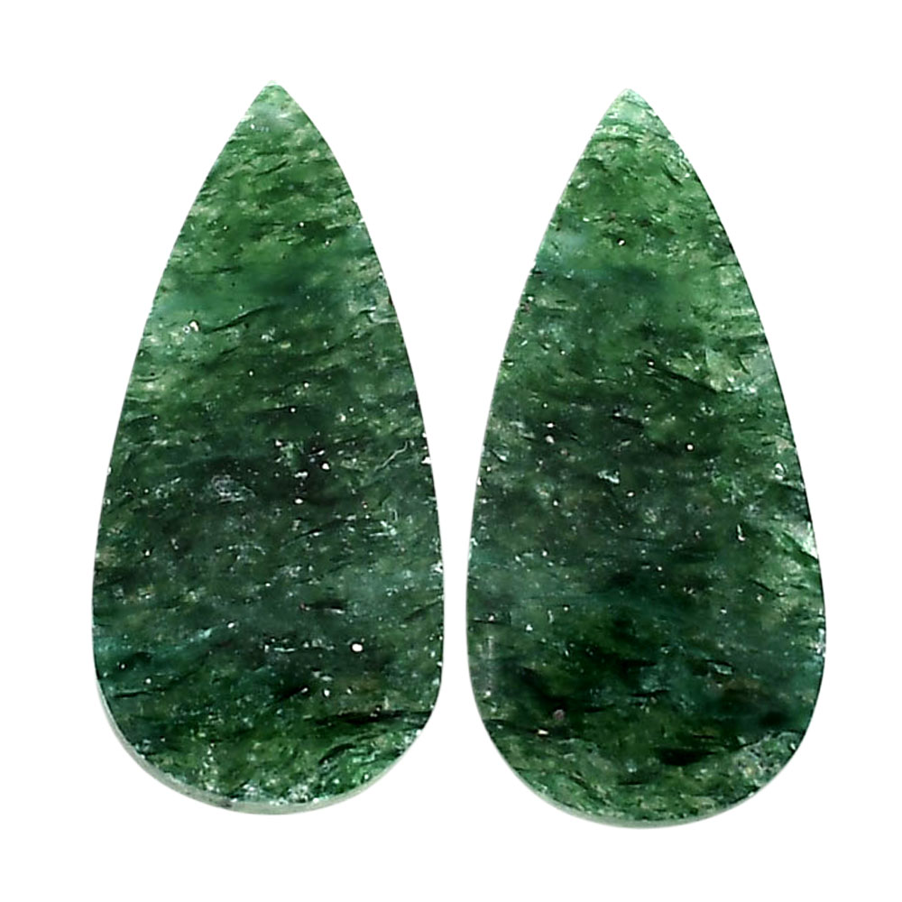 Green Aventurine Pair 12.6x26.2x4 mm Pear Shape Polished Gemstone LS76-04777