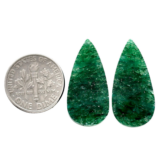 Green Aventurine Pair 12.6x26.2x4 mm Pear Shape Polished Gemstone LS76-04777