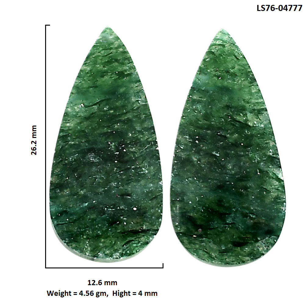 Green Aventurine Pair 12.6x26.2x4 mm Pear Shape Polished Gemstone LS76-04777