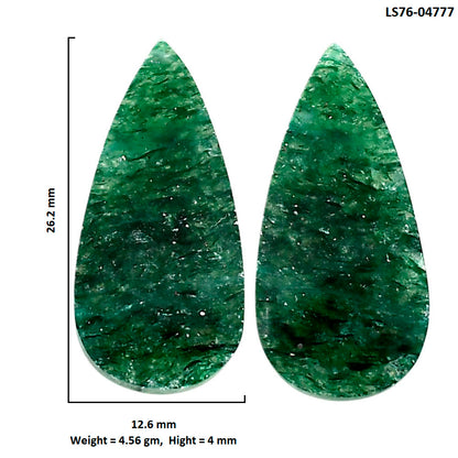 Green Aventurine Pair 12.6x26.2x4 mm Pear Shape Polished Gemstone LS76-04777