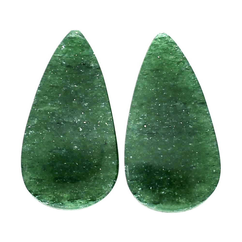 Green Aventurine Pair 13.7x25.4x4.3 mm Pear Shape Polished Gemstone LS76-04778