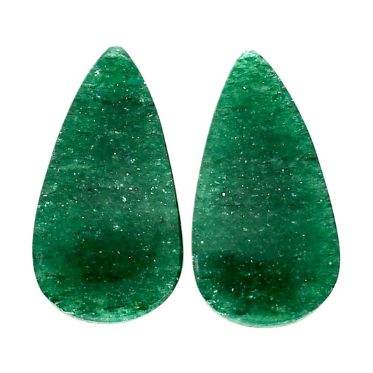 Green Aventurine Pair 13.7x25.4x4.3 mm Pear Shape Polished Gemstone LS76-04778