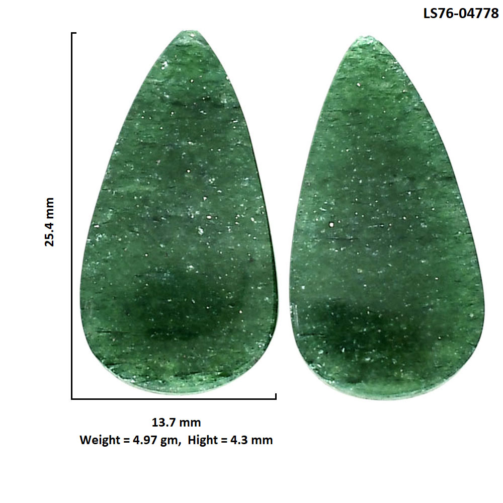 Green Aventurine Pair 13.7x25.4x4.3 mm Pear Shape Polished Gemstone LS76-04778