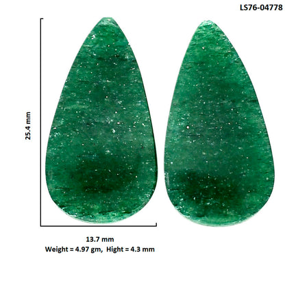Green Aventurine Pair 13.7x25.4x4.3 mm Pear Shape Polished Gemstone LS76-04778