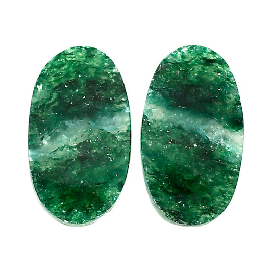 Green Aventurine Pair 12.4x21.4x4 mm Oval Shape Polished Gemstone LS76-04779