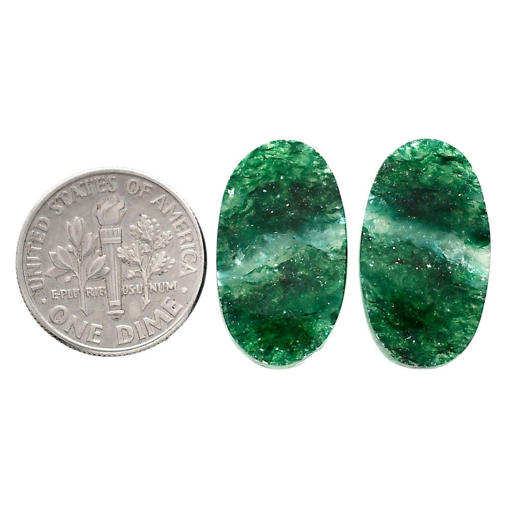 Green Aventurine Pair 12.4x21.4x4 mm Oval Shape Polished Gemstone LS76-04779