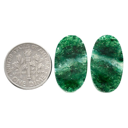 Green Aventurine Pair 12.4x21.4x4 mm Oval Shape Polished Gemstone LS76-04779