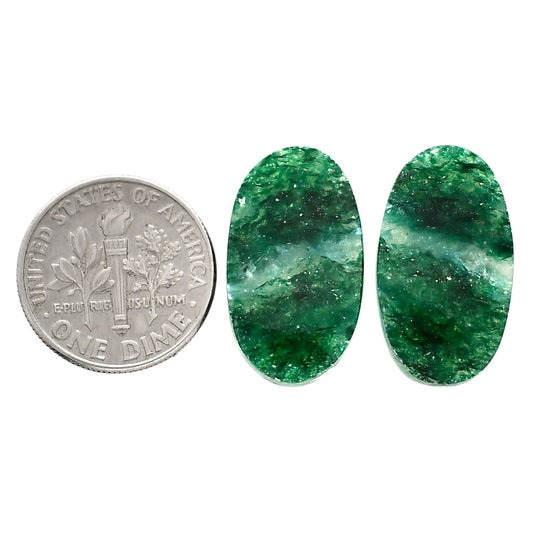 Green Aventurine Pair 12.4x21.4x4 mm Oval Shape Polished Gemstone LS76-04779