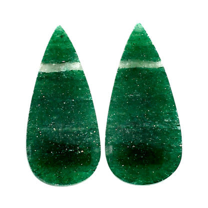 Green Aventurine Pair 13.25x28.7x4 mm Pear Shape Polished Gemstone LS76-04780