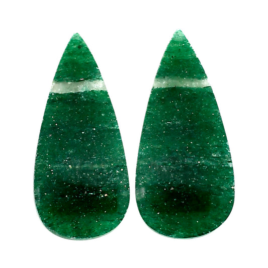 Green Aventurine Pair 13.25x28.7x4 mm Pear Shape Polished Gemstone LS76-04780