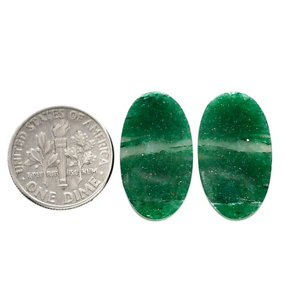 Green Aventurine Pair 12.4x21.7x4 mm Oval Shape Polished Gemstone LS76-04781