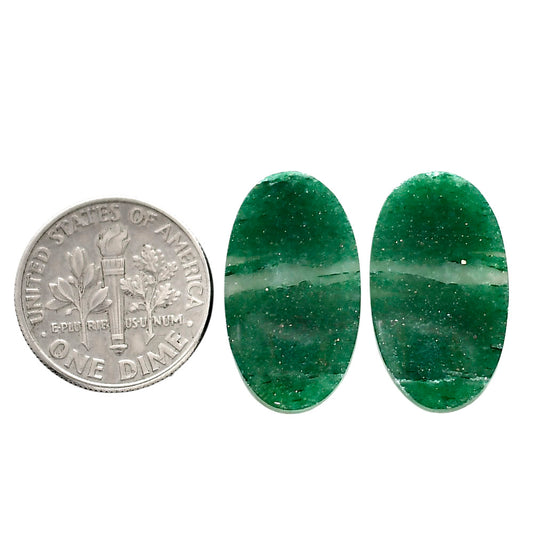 Green Aventurine Pair 12.4x21.7x4 mm Oval Shape Polished Gemstone LS76-04781