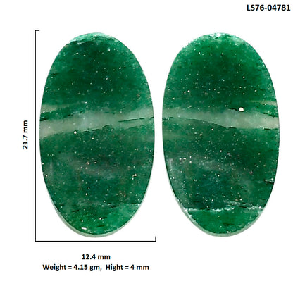 Green Aventurine Pair 12.4x21.7x4 mm Oval Shape Polished Gemstone LS76-04781