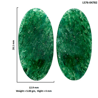 Green Aventurine Pair 12.9x26.1x4 mm Oval Shape Polished Gemstone LS76-04782