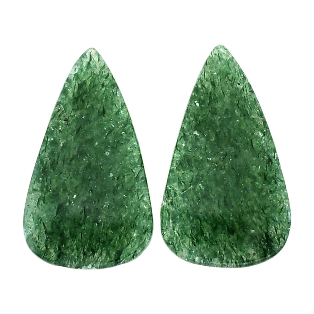 Green Aventurine Pair 14.7x25.2x3.5 mm Pear Shape Polished Gemstone LS76-04783