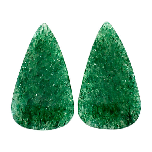 Green Aventurine Pair 14.7x25.2x3.5 mm Pear Shape Polished Gemstone LS76-04783