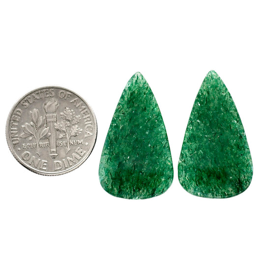 Green Aventurine Pair 14.7x25.2x3.5 mm Pear Shape Polished Gemstone LS76-04783