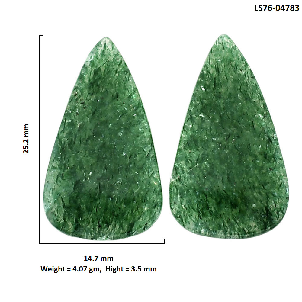 Green Aventurine Pair 14.7x25.2x3.5 mm Pear Shape Polished Gemstone LS76-04783