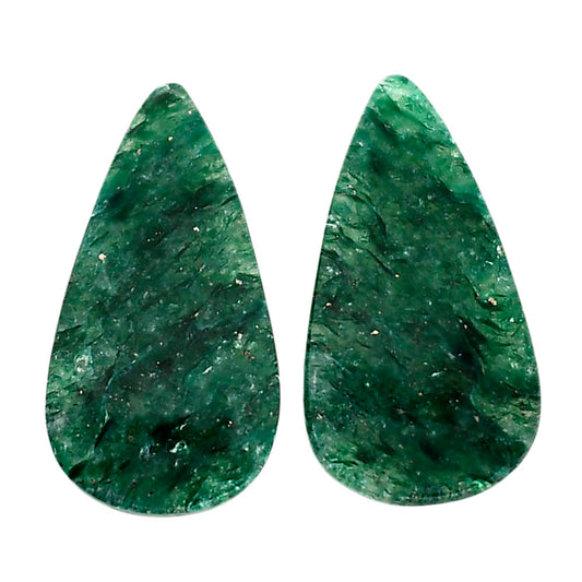 Green Aventurine Pair 14x25.5x4 mm Pear Shape Polished Gemstone LS76-04784