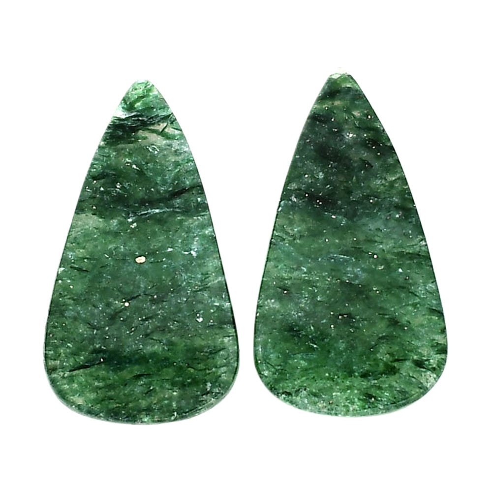Green Aventurine Pair 13.8x24.7x4 mm Pear Shape Polished Gemstone LS76-04785