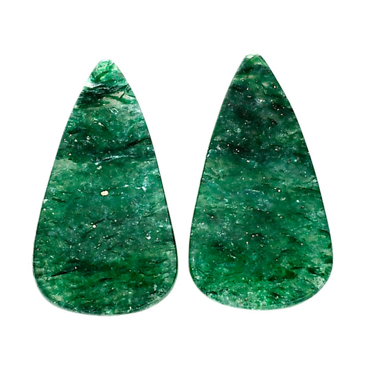 Green Aventurine Pair 13.8x24.7x4 mm Pear Shape Polished Gemstone LS76-04785